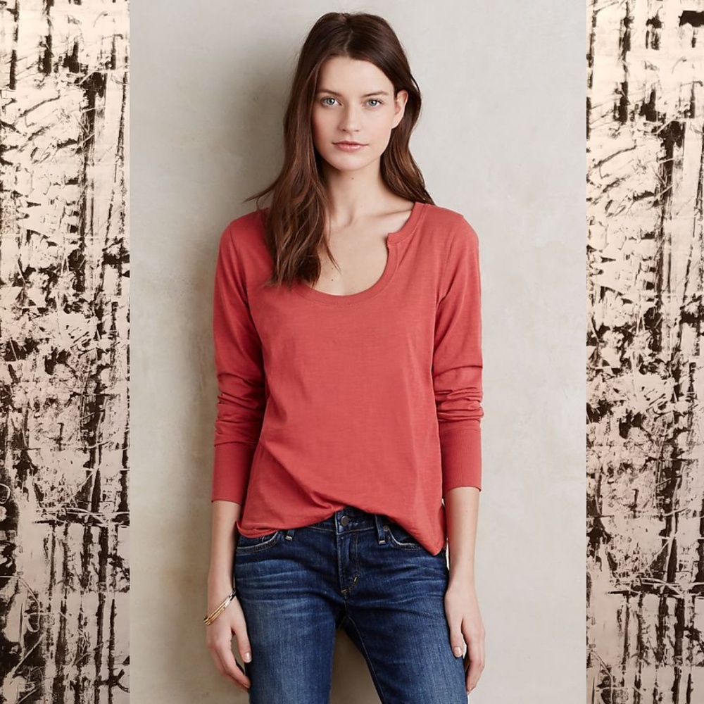 Anthropologie Little Yellow Button Farrier tee - Picture 1 of 7